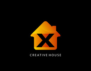 House X Letter Logo. Creative Icon Created From Negative Space of Initial X Combined With Minimalist House Shape Design. Perfect for modern real estate industry.