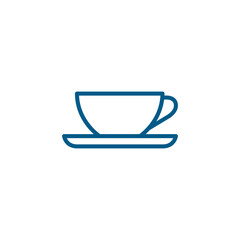 Empty Coffee Cup Line Blue Icon On White Background. Blue Flat Style Vector Illustration