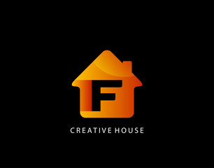 House F Letter Logo. Creative Icon Created From Negative Space of Initial F Combined With Minimalist House Shape Design. Perfect for modern real estate industry.