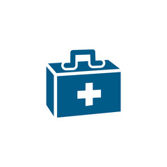 First Aid Box Blue Icon On White Background. Blue Flat Style Vector Illustration