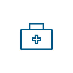 Obraz premium First Aid Box Line Blue Icon On White Background. Blue Flat Style Vector Illustration