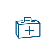 First Aid Box Line Blue Icon On White Background. Blue Flat Style Vector Illustration