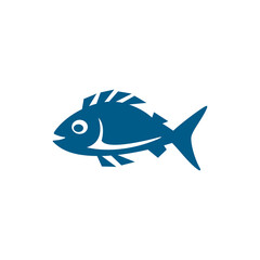 Fish Blue Icon On White Background. Blue Flat Style Vector Illustration