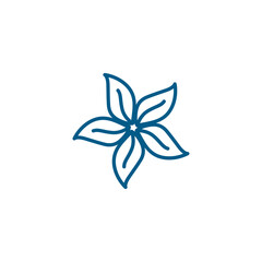 Flower Line Blue Icon On White Background. Blue Flat Style Vector Illustration