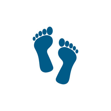 Footprint Blue Icon On White Background. Blue Flat Style Vector Illustration