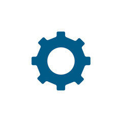 Gear Blue Icon On White Background. Blue Flat Style Vector Illustration