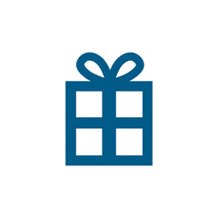 Gift Box Blue Icon On White Background. Blue Flat Style Vector Illustration