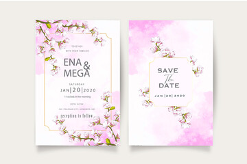 Beautiful cherry blossom wedding invitation template