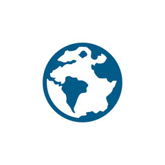 Globe Blue Icon On White Background. Blue Flat Style Vector Illustration