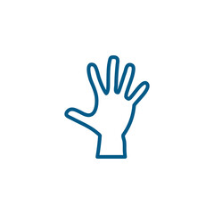 Hand Line Blue Icon On White Background. Blue Flat Style Vector Illustration