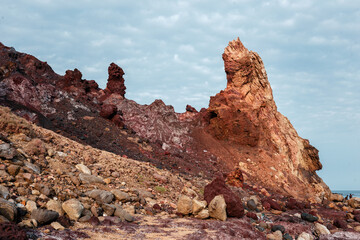 Volcanic island Hormuz in Iran, hormozgan province, amazing martian landscape, another planet