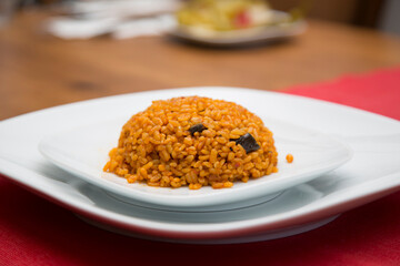 bulgur pilaf with vegetables.Turkish food cracked wheat pilaf