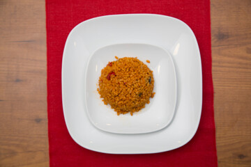 bulgur pilaf with vegetables.Turkish food cracked wheat pilaf