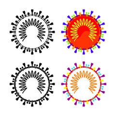 virus, icon, set