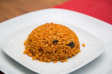 bulgur pilaf with vegetables.Turkish food cracked wheat pilaf