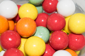 
colorful sugary gum balls, candies detail