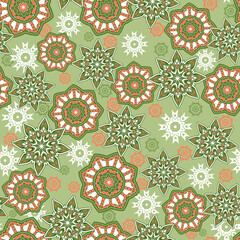 Seamless ornamental oriental pattern. Repeating geometric tiles with mandala. Vector laced decorative background with floral and geometric ornament. Indian or Arabic motive. Boho festival style