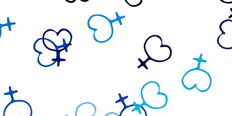 Light Pink, Blue vector backdrop with woman's power symbols.