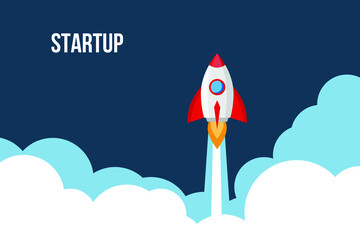 Rocket launch,bussines concept - rocket ship.Conceptual vector illustration in flat style design.Isolated on background.