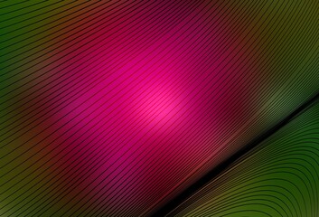 Dark Pink, Green vector layout with curved lines.