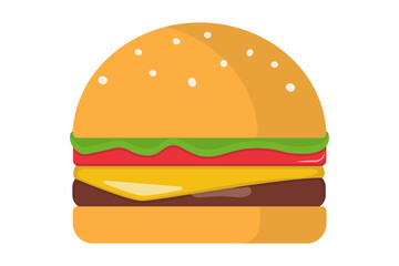 Burger on white background. Street food. Fast Food. Vector illustration. Sandwich