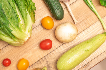 A lot of different ripe tasty vegetables. Healthy food