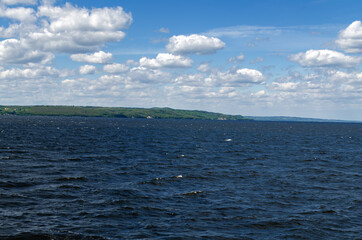 waves on the Kanevsky reservoir, enjoy on a cloudy day