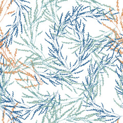 Seamless herbal pattern. Vector botanical illustration, texture for fabric, home textile and bedding.