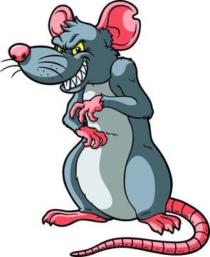 Vector Cartoon Smiling Evil Rat