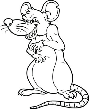 recommend clip art: Vector Cartoon Smiling Evil Rat Line Art