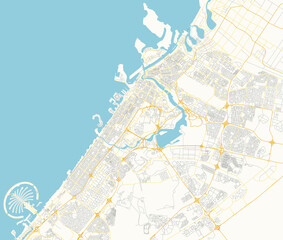 Vector city map of Dubai in bsoft colors - 356138734