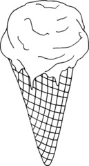 Hand drawn Ice cream line art style, vector 