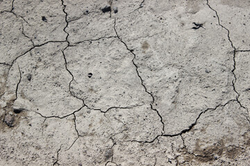 Fototapeta premium A close up of dry soil. Cracked ground with rough dry surface texture