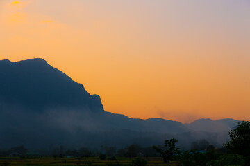 sunset in the mountains