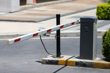 automatic barrier at gate for security system with CCTV.