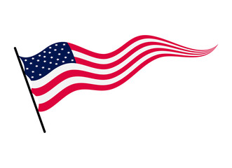 Waving flag of the United States of America. Illustration of wavy American Flag. National symbol, American flag on white background - vector illustration