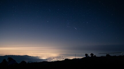 Night sky with stars waiting the sunrise