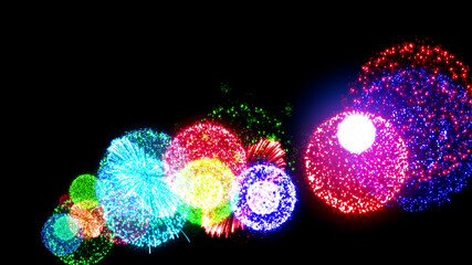 Fireworks Pyrotechnic Festival Holiday Hanabi Particles 3D illustration background