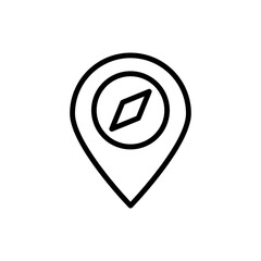 Location pin, compass icon. Simple line, outline vector elements of camping icons for ui and ux, website or mobile application