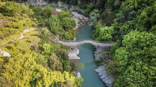 Lavelle bridge between Cerreto Sannita and Cusano Mutri in Benevento, Italy.  This place is famous in Italy due to the erosion of the rocks by the river. Perfect place for trekking and nature lovers.