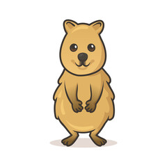 Obraz na płótnie Canvas Cute smiling quokka, Australian animal. Colorful flat vector illustration with outline, isolated on white background.