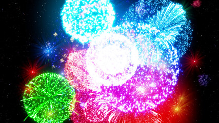 Fireworks Pyrotechnic Festival Holiday Hanabi Particles 3D illustration background