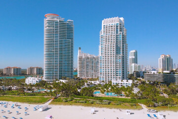 Aerial view South Pointe Beach, Miami, Florida
