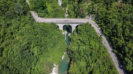 Lavelle bridge between Cerreto Sannita and Cusano Mutri in Benevento, Italy.  This place is famous in Italy due to the erosion of the rocks by the river. Perfect place for trekking and nature lovers.