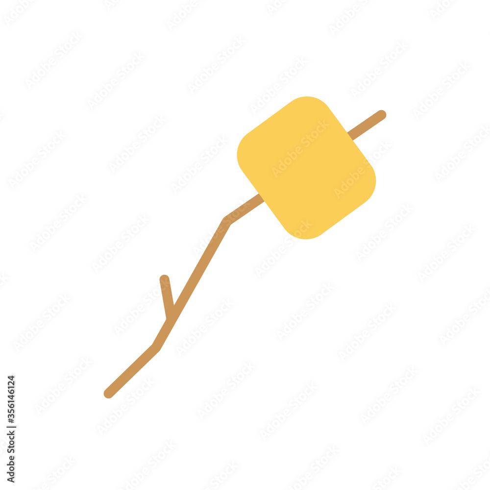 Poster marshmallows, branch icon. simple color vector elements of camping icons for ui and ux, website or m