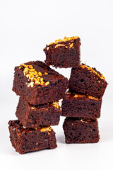 Brownies cake isolated on white