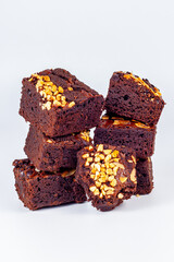 Brownies cake isolated on white