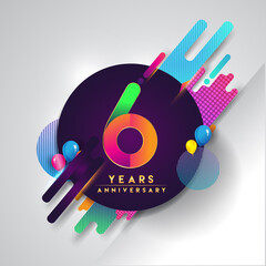 6th years Anniversary logo with colorful abstract background, vector design template elements for invitation card and poster your birthday celebration. - obrazy, fototapety, plakaty
