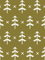 Seamless pattern with firs in scandinavian folk style. Stock vector illustration for web and print, wallpaper, background, textile, scrapbooking and wrapping paper. © Олеся Горячева