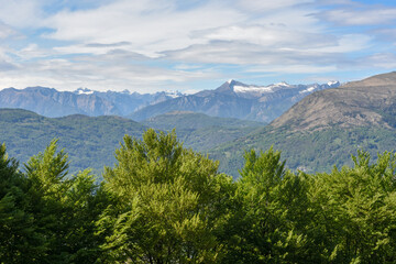 Fototapeta na wymiar Mountain landscape over Lugano in the Swiss alps